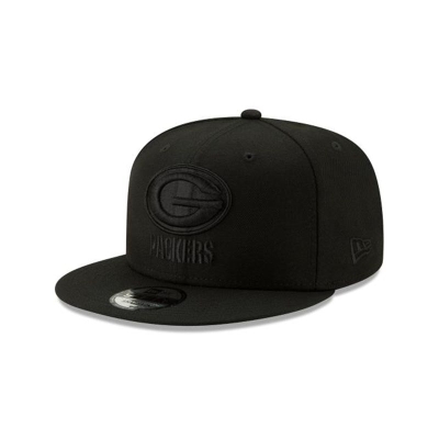 Black Green Bay Packers Hat - New Era NFL Basic Black On Black 9FIFTY Snapback Caps USA0687395